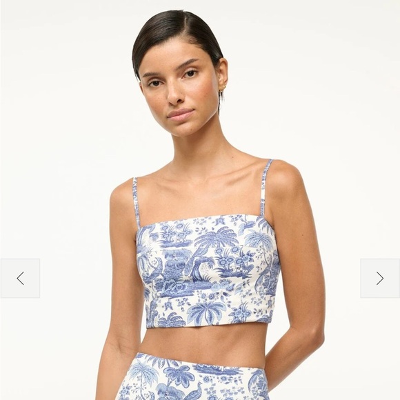 STAUD Tops - BNwT Staud Blue and White Federico Toile Tank Top Size Large